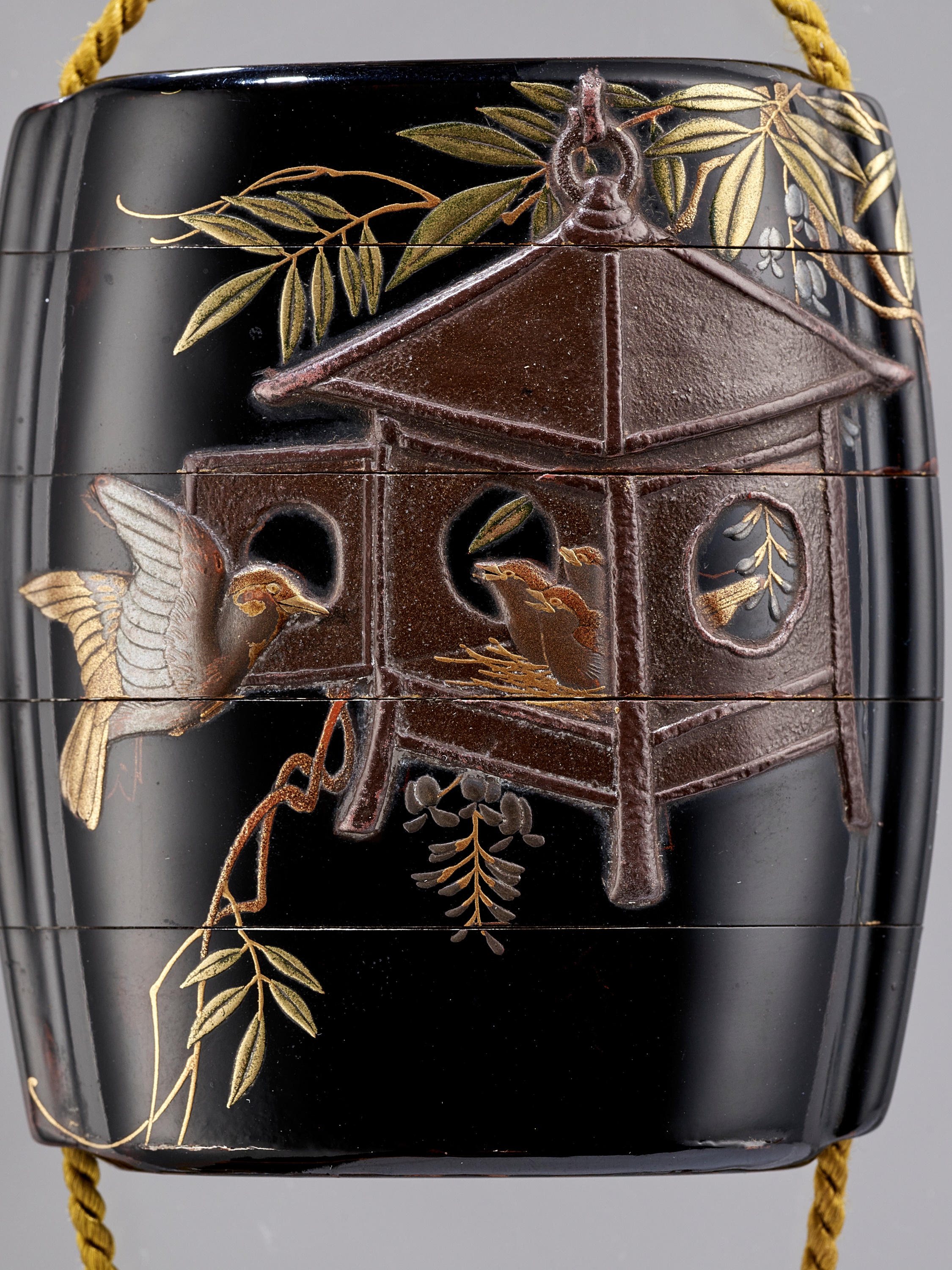 Lot 329 - ZESHIN: A FINE LACQUER FOUR-CASE INRO WITH