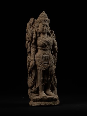Lot 207 - A LARGE VOLCANIC STONE RELIEF OF TARA, EAST JAVA, 14TH-15TH CENTURY OR EARLIER