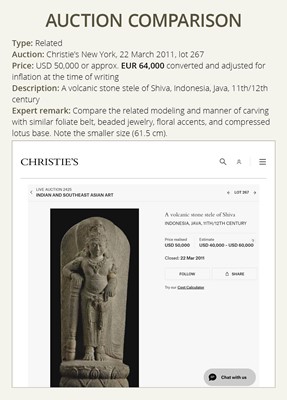 Lot 207 - A LARGE VOLCANIC STONE RELIEF OF TARA, EAST JAVA, 14TH-15TH CENTURY OR EARLIER