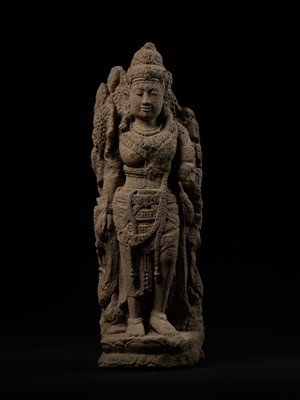 Lot 207 - A LARGE VOLCANIC STONE RELIEF OF TARA, EAST JAVA, 14TH-15TH CENTURY OR EARLIER