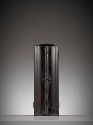 Lot 123 - A LACQUER ZUSHI (PORTABLE BUDDHIST SHRINE) DEPICTING KANNON WITH A RETICULATED AUREOLE