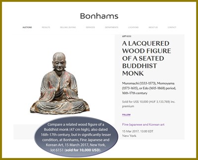 Lot 118 - A POLYCHROME AND GILT-LACQUERED FIGURE OF A BUDDHIST MONK