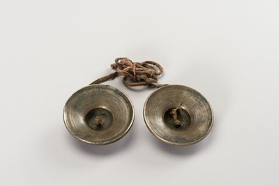 Lot 65 - A PAIR OF TWO SMALL TIBETIAN RITUAL CYMBALS
