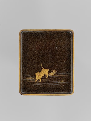 Lot 161 - A RARE AND EARLY LACQUER SUZURIBAKO DEPICTING A DRAGON AND TIGER