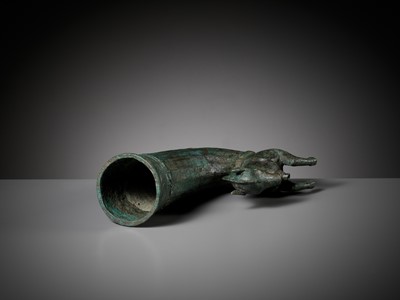 Lot 249 - A HORSE-FORM BRONZE RHYTON, CENTRAL ASIA, C. 1000 AD