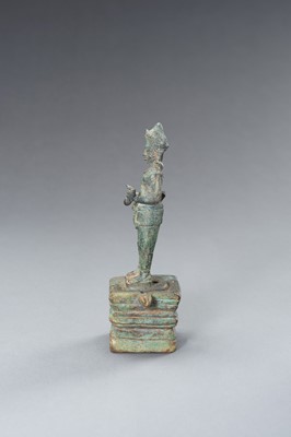 Lot 1299 - A KHMER BRONZE FIGURE OF VISHNU, ANGKOR PERIOD