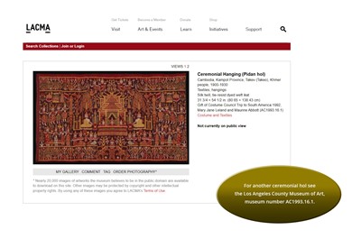 Lot 847 - A KHMER SILK HOL PIDAN (CEREMONIAL HANGING)