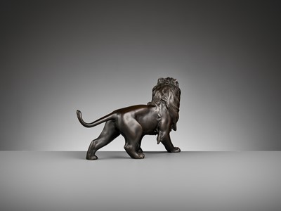 Lot 19 - SEIYA: A BRONZE OKIMONO OF A LION