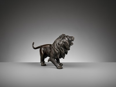 Lot 19 - SEIYA: A BRONZE OKIMONO OF A LION