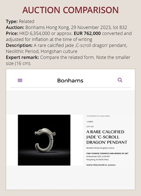 A LARGE GREEN JADE ‘C-SHAPED DRAGON' PENDANT, HONGSHAN CULTURE