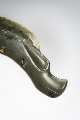 A LARGE GREEN JADE ‘C-SHAPED DRAGON' PENDANT, HONGSHAN CULTURE