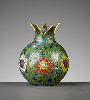 Lot 420 - A RARE CLOISONNÉ ENAMEL POMEGRANATE-FORM VASE, LATE MING TO EARLY QING DYNASTY