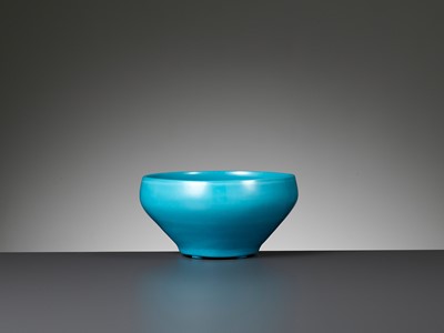 Lot 79 - A TURQUOISE GLASS ALMS BOWL, QING DYNASTY