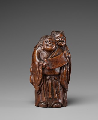 Lot 303 - A BAMBOO CARVING OF THE HEHE ERXIAN, 18TH CENTURY