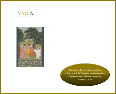Lot 1341 - AN INDIAN MINIATURE PAINTING OF KRISHNA WITH THE GOPIS