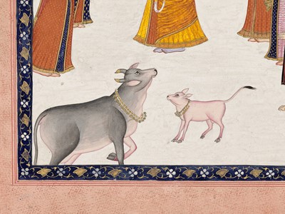 Lot 1341 - AN INDIAN MINIATURE PAINTING OF KRISHNA WITH THE GOPIS
