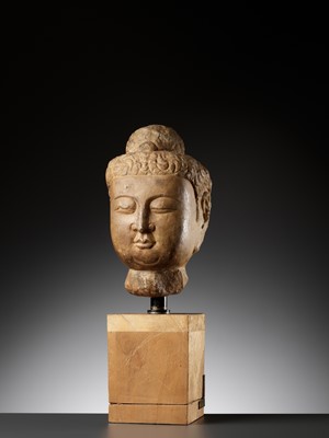 Lot 507 - A MARBLE HEAD OF BUDDHA, TANG DYNASTY