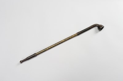Lot 64 - A RARE EXTENDABLE BRONZE OPIUM PIPE, XIANFENG MARK AND PERIOD