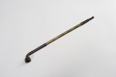 Lot 64 - A RARE EXTENDABLE BRONZE OPIUM PIPE, XIANFENG MARK AND PERIOD