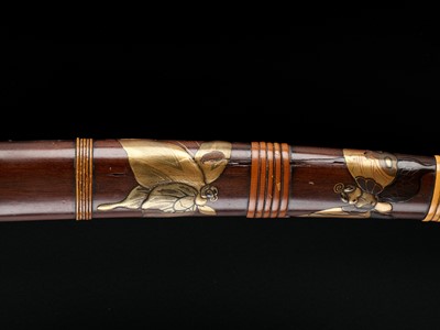 Lot 70 - A DAGGER IN A FINE WOOD AND STAG ANTLER KOSHIRAE