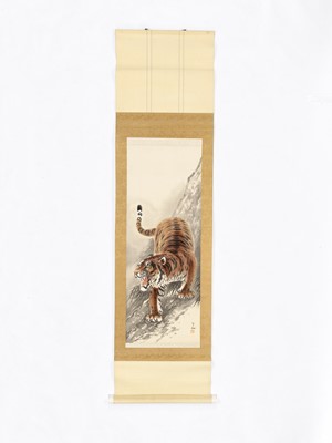 Lot 1180 - KODAMA SUIGAN: A HANGING SCROLL PAINTING OF A TIGER