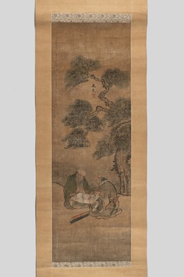 Lot 1173 - A HANGING SCROLL PAINTING OF TWO IMMORTALS