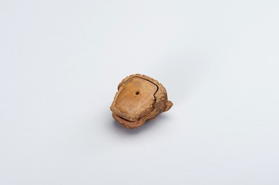 Lot 491 - A WOOD MASK NETSUKE OF A SHISHI HEAD