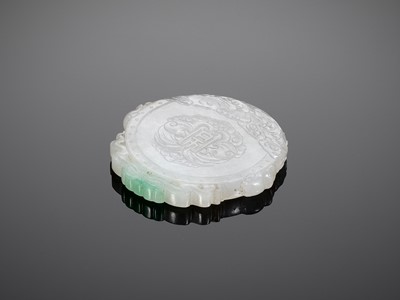 Lot 116 - A FINE JADEITE ‘LAN CAIHE’ PENDANT, LATER QING TO EARLIER REPUBLIC