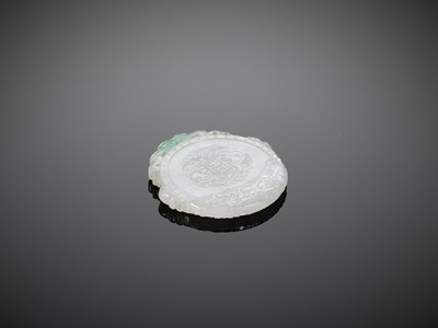 Lot 116 - A FINE JADEITE ‘LAN CAIHE’ PENDANT, LATER QING TO EARLIER REPUBLIC