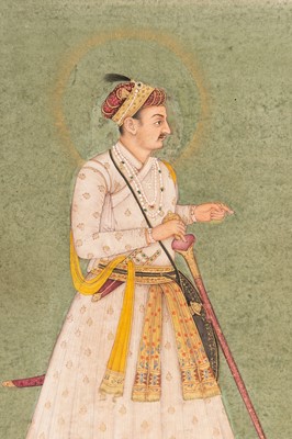 Lot 1319 - AN INDIAN MINIATURE PAINTING OF A MAHARAJA