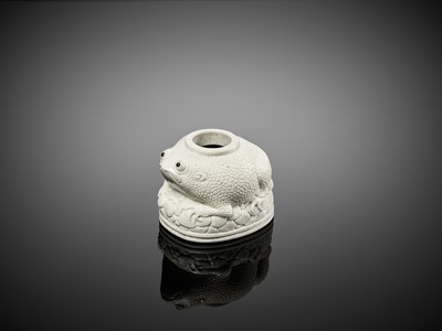 Lot 233 - AN UNUSUAL ‘TOAD’ BISCUIT WATER POT, QING DYNASTY