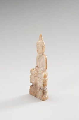 Lot 1395 - A BURMESE IVORY STATUE OF BUDDHA