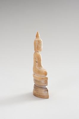 Lot 1395 - A BURMESE IVORY STATUE OF BUDDHA