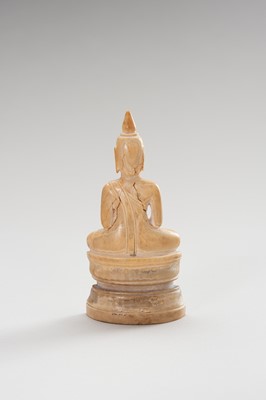 Lot 1395 - A BURMESE IVORY STATUE OF BUDDHA