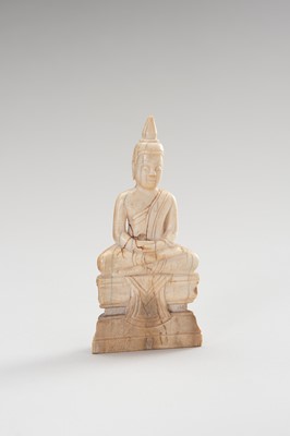 Lot 1395 - A BURMESE IVORY STATUE OF BUDDHA