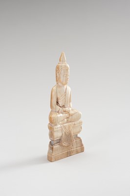 Lot 1395 - A BURMESE IVORY STATUE OF BUDDHA