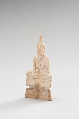 Lot 1395 - A BURMESE IVORY STATUE OF BUDDHA