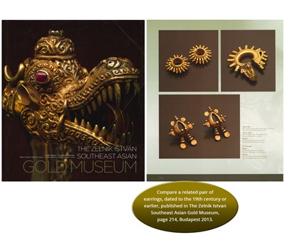 Lot 1176 - A PAIR OF GOLD SPIKE EARRINGS
