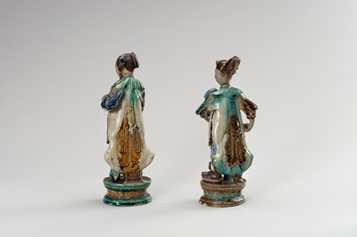 Lot 793 - A PAIR OF GLAZED SHIWAN POTTERY FIGURES