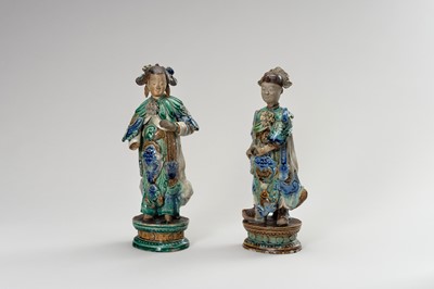 Lot 793 - A PAIR OF GLAZED SHIWAN POTTERY FIGURES