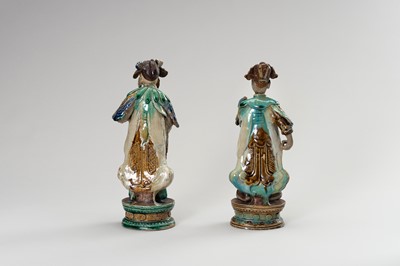 Lot 793 - A PAIR OF GLAZED SHIWAN POTTERY FIGURES