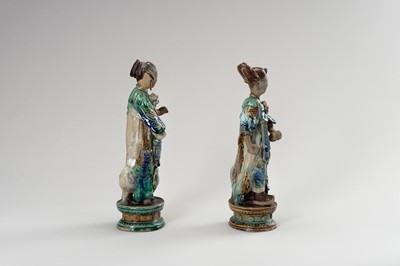 Lot 793 - A PAIR OF GLAZED SHIWAN POTTERY FIGURES