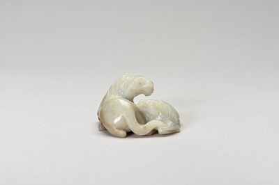 Lot 277 - A CARVED GROUP OF JADE HORSES