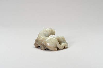 Lot 277 - A CARVED GROUP OF JADE HORSES