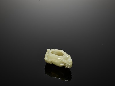 Lot 114 - A SMALL PALE-YELLOW JADE ‘BOYS’ WATER POT, LATE QING TO REPUBLIC