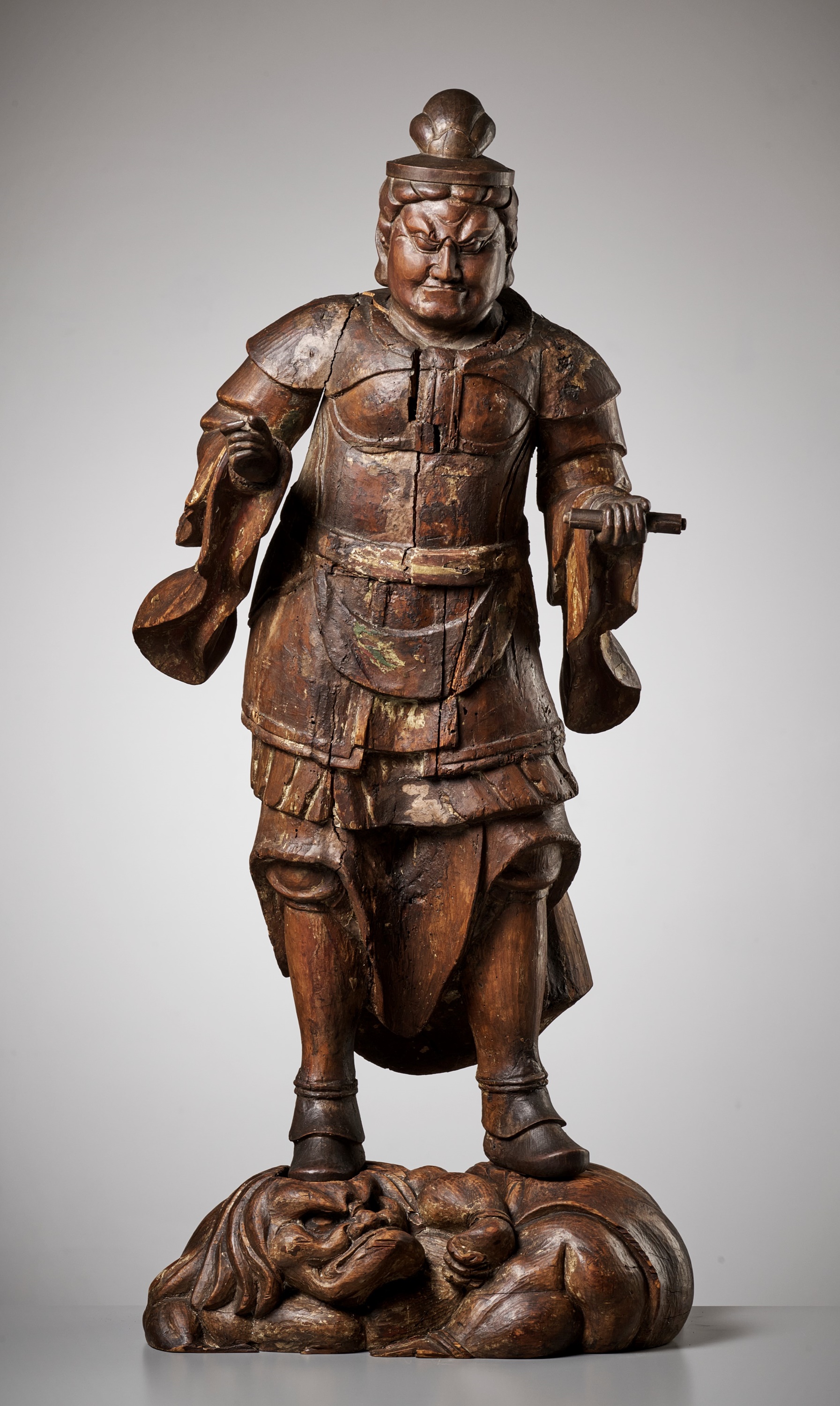 B*S様 木製 多腕の神像 約56cm Lot 295 - A LARGE WOOD STATUE OF THE GUARDIAN
