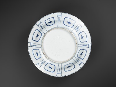 Lot 176 - A LARGE BLUE AND WHITE ‘BUTTERFLY GRASSHOPPER’ PORCELAIN DISH, WANLI PERIOD